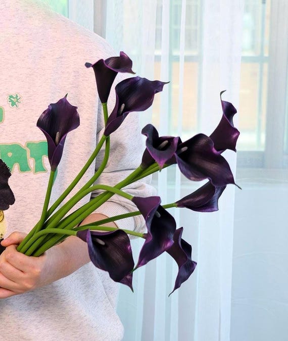 20 '' knstliche dunkelviolett-schwarze Calla, echte Blten, knstliche  Blumen, Hochzeitsdekor, Haus-/Hochzeitsdeko - Etsy.de