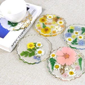 6 types handmade resin coasters, pressed flower coasters, handmade gifts, dried flower beverage coasters，home/weeding table decoration