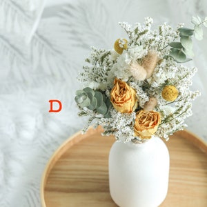 ramo seco con jarrón de cerámica, ramo de flores secas, arreglo de flores secas, adorno de escritorio, decoración del hogar, decoración de la boda D