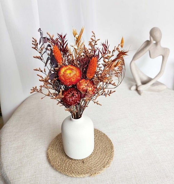 Small Orange Bouquetdried Flower Bouquet in Vasevase Etsy