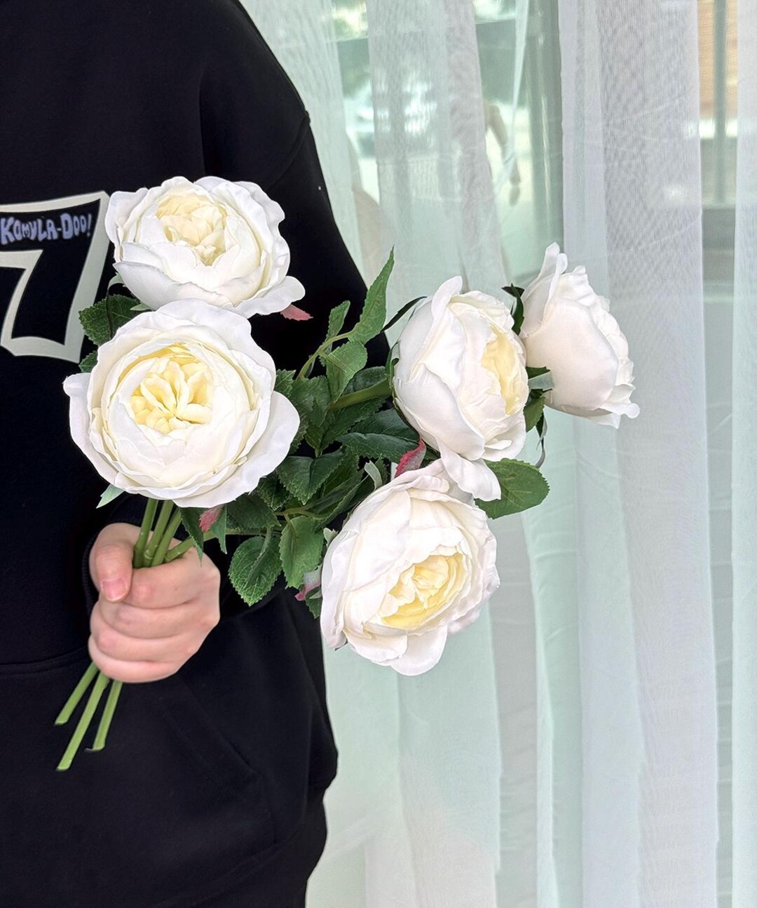 Artificial Rose Bouquet, Fake White Roses, Real Touch Flowers, Roses ...