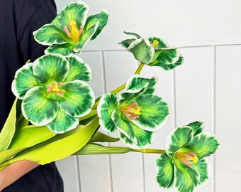 künstliche grüne offene Tulpenstiele, 23 Zoll, künstliche Blumenarrangements, Vasenfüllung, Wohn- / Hochzeitsdekor, DIY-Blumenarrangements