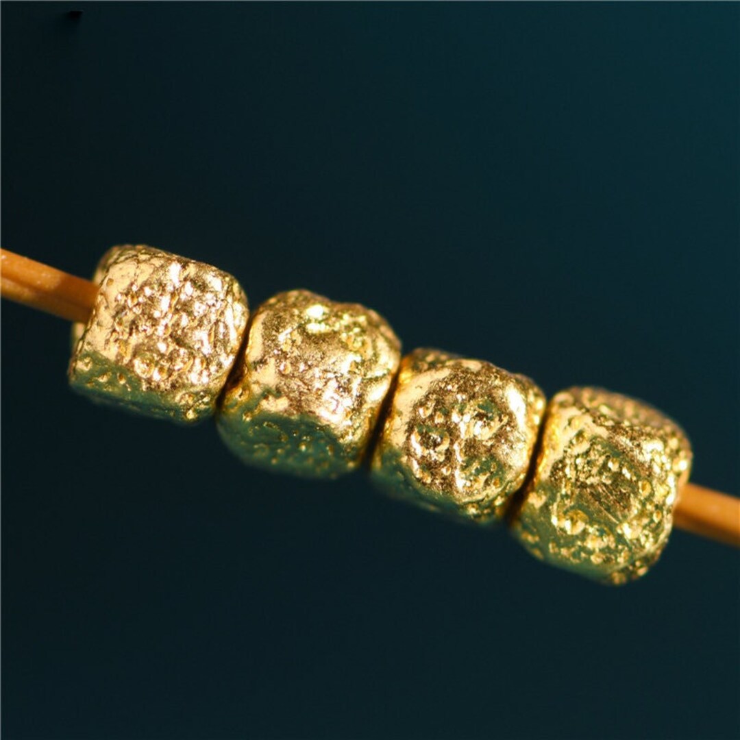 24K Pure Gold Haphazard Hammer Findding Square Shaped Beads, Solid Gold