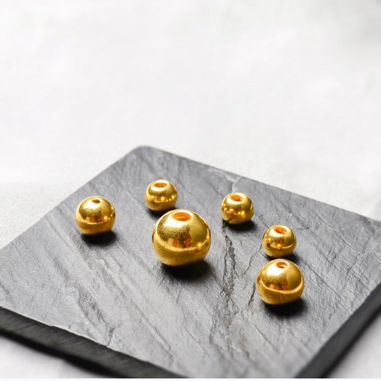 24K Pure Gold Beads, Solid Gold Bead, Jewelry Making, DIY Supplies