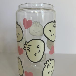 Dumpling Glass Can Cup: Kawaii Boba Tea Tumbler with Lid & Straw