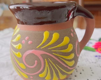 Mug à café artisanal en terre cuite : poterie mexicaine, 35 cl