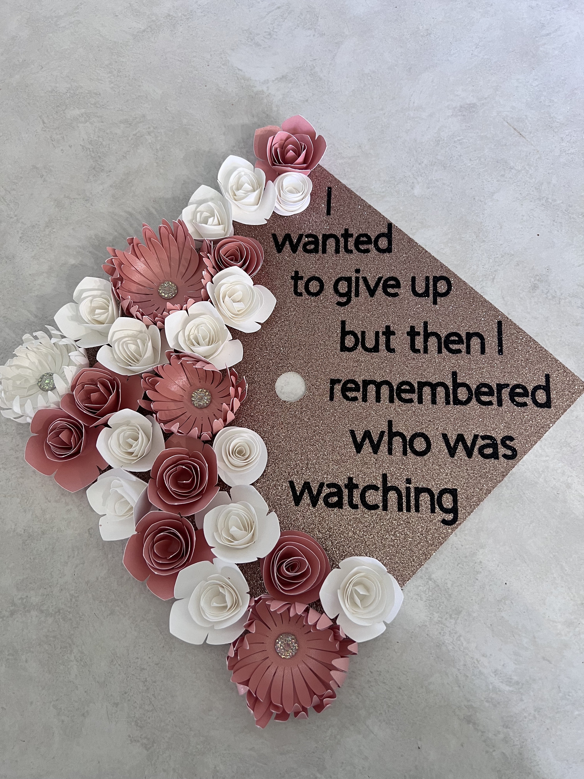 Custom Graduation Cap Topper: Glitter Paper Flowers, Made to Order - Etsy