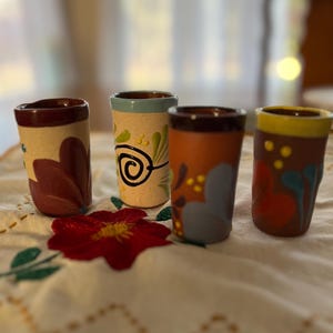 Handmade Mexican Shot Glass | Tequila Shot Glass I Colored Terracotta I Clay shot Glass I Mexican party favor
