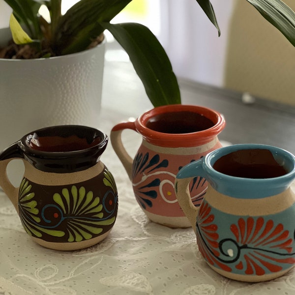 Handmade Mexican Mugs | Colored Terracotta Mug I Clay Coffee Mug I Jarritos Mug I Jarritos Taza I