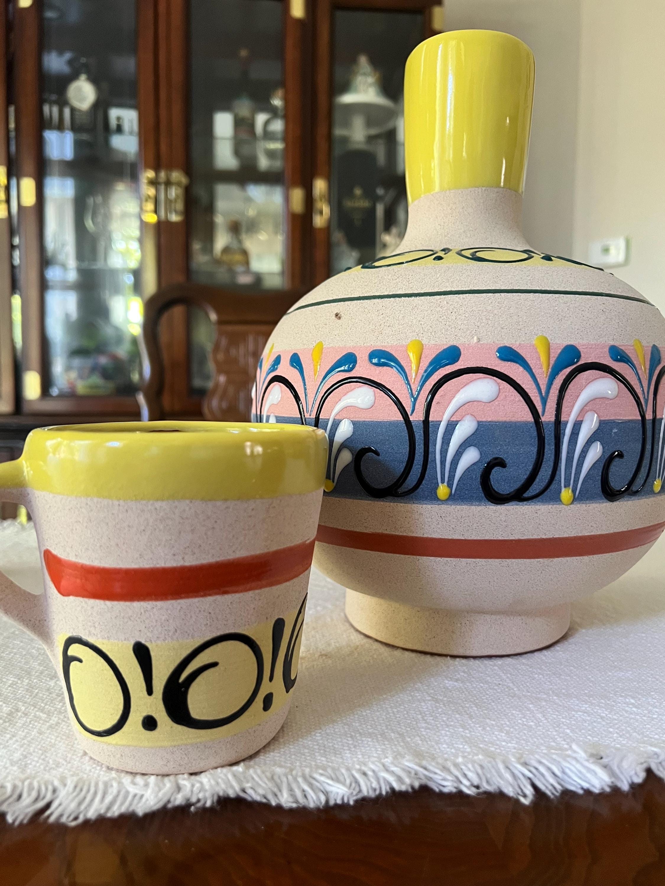 Traditional Mexican Clay Water Jug & Cup Set - Etsy