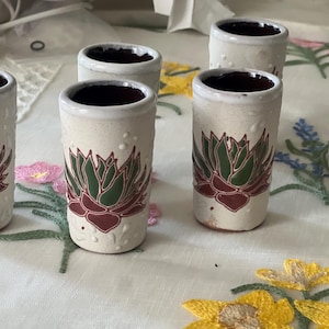Handmade Mexican Shot Glass | Tequila Shot Glass I Colored Terracotta I Clay shot Glass I Mexican party favors set of six