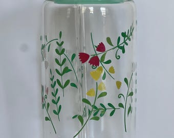 Spring Tulip Glass Can with Lid & Straw - Vinyl Design