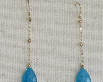 14K Gold Turquoise Drop Earring