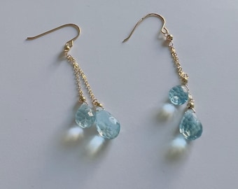 Blue Topaz 14K yellow gold earrings