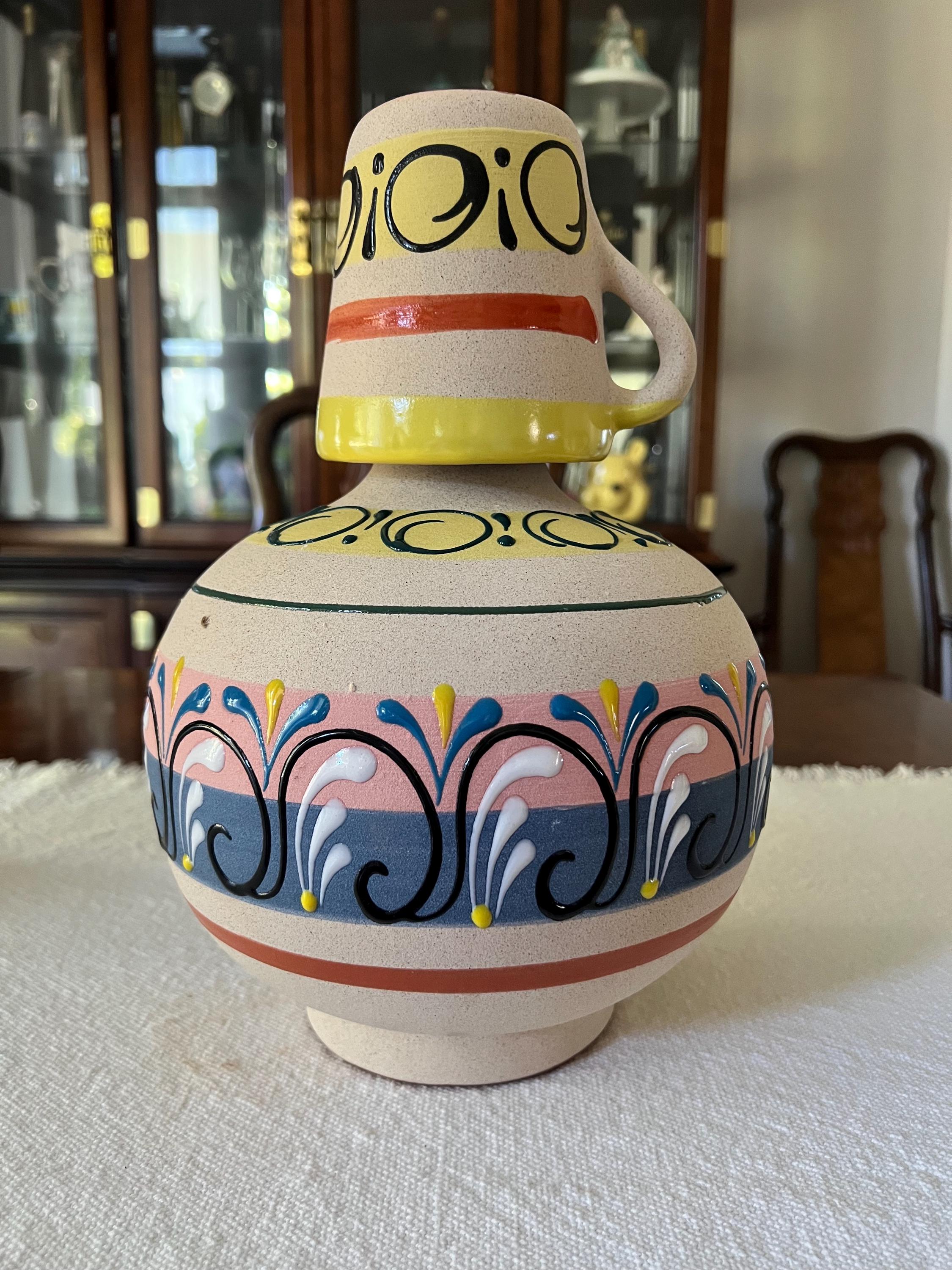 Traditional Mexican Clay Water Jug & Cup Set - Etsy