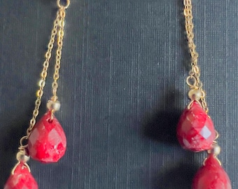 ruby earrings in 14k yellow gold