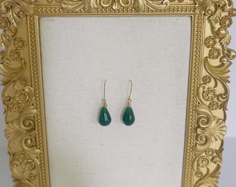 14k Gold Jade Earrings Drop Earrings