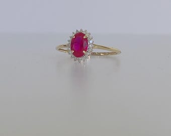Ruby Ring 14K Gold, Ruby Stone Ring, Minimalist Birthstone Ring Statement Ring,  size 7