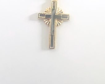 Vintage 14k Yellow sunburst cross pendant