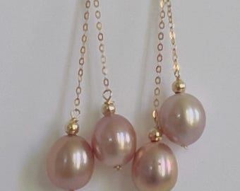 14K Gold Freshwater pearl Drop Earrings