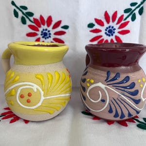 set of two mix Handmade Mexican Mugs | Colored Terracotta Mug I Clay Coffee Mug I Jarritos Mug I Jarritos Taza I set of two mugs