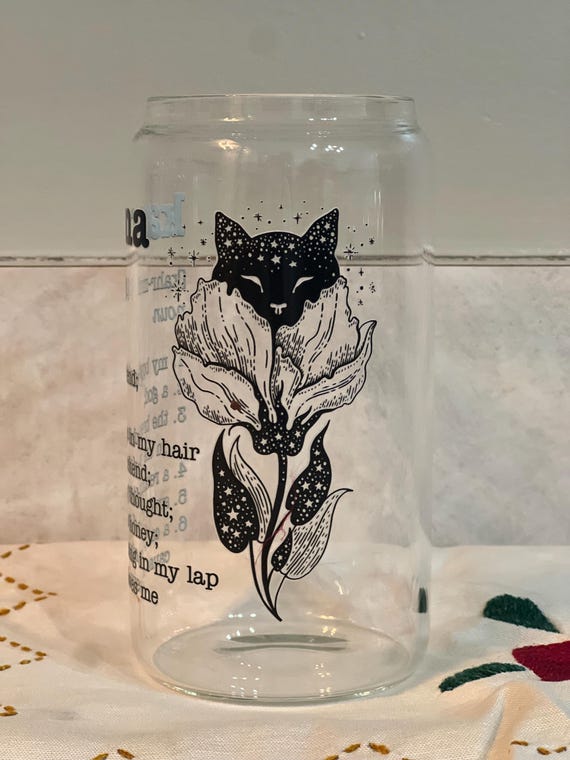 Karma Cat Libby Glass Cup with Lid & Straw