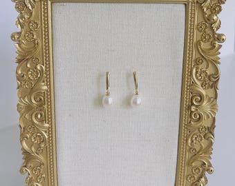 14k Gold Freshwater Pearl Drop Earrings, Elegant Pearl Jewelry
