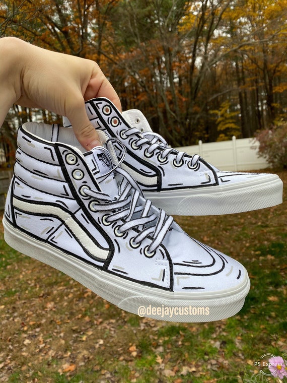 cartoon vans slip ons