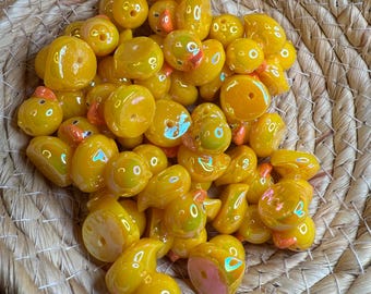 uv 3d yellow chunky ducky beads, duck beads for pens