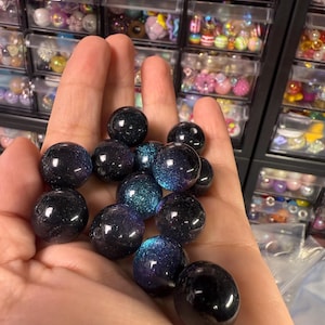 Midnight Galaxy 16mm Bead / Black Solar Bead/ Cat Eye Galaxy/ Pen 