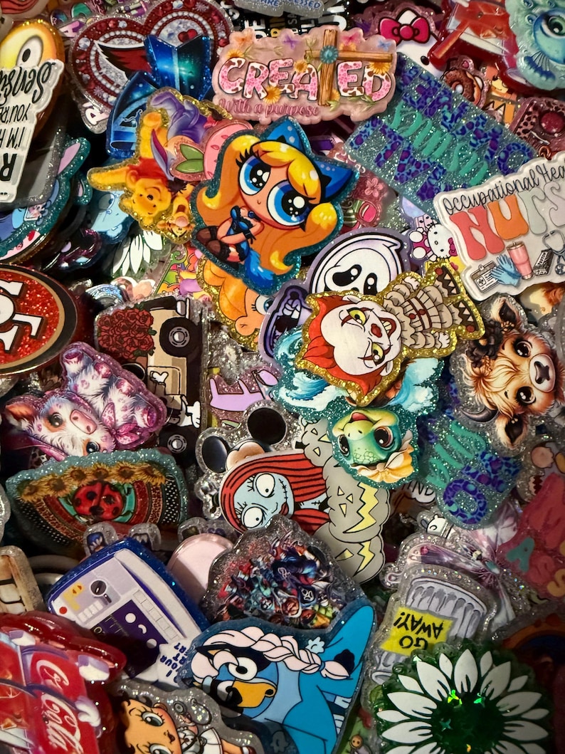 Random Mix of Glitter Acrylics for Badge Reel or Pens or Any Other ...