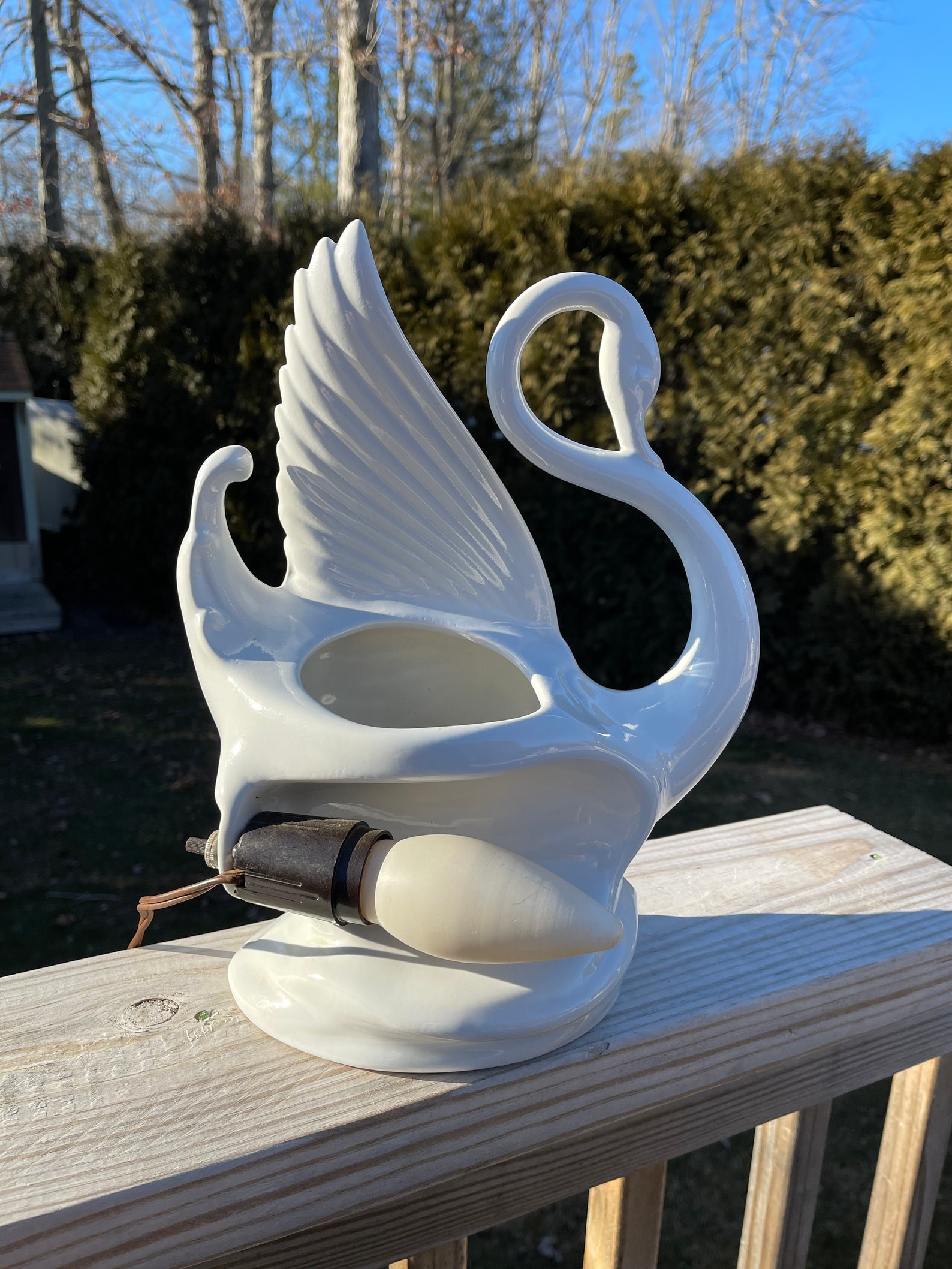 Vintage Swan Planter MCM Television Lamp Maddux of | Etsy