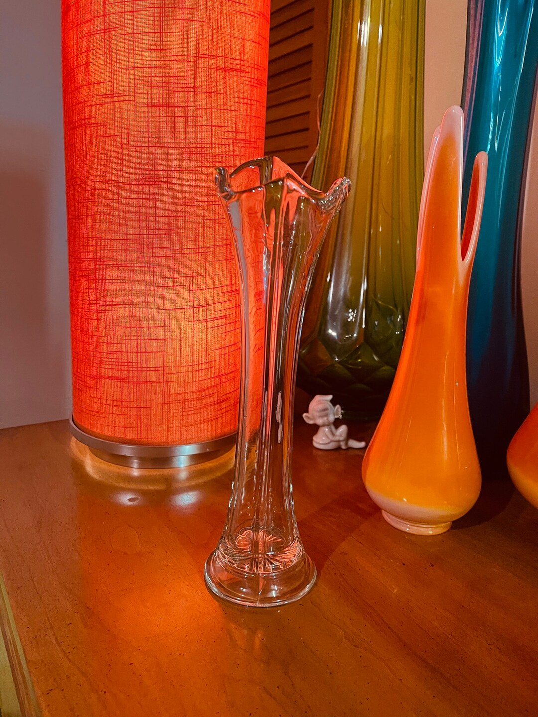 Antique Swung Glass Uranium Glass Vase Art Deco Vases Etsy