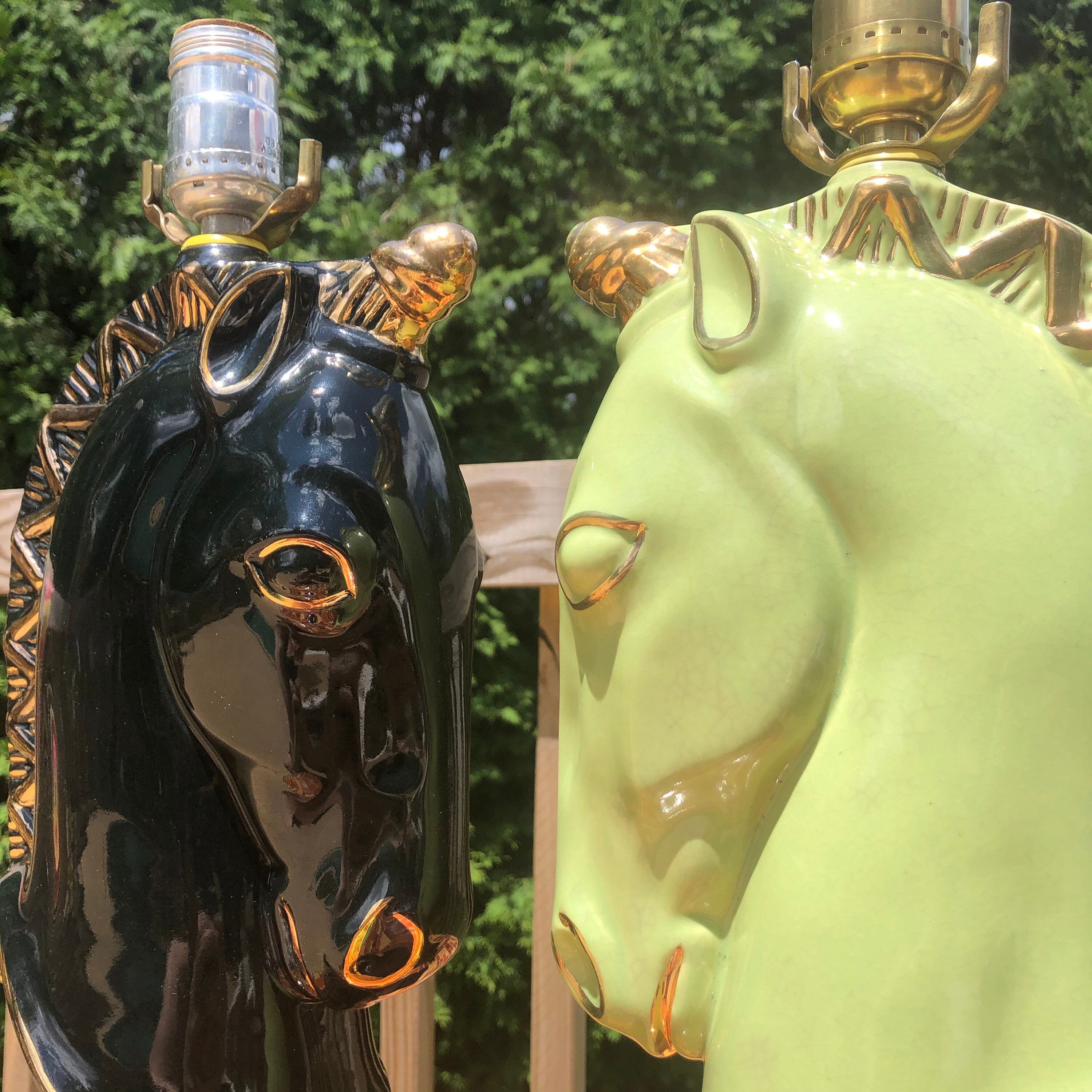 Pair of Vintage Mid Century Horse Head Lamps Excellent Condition