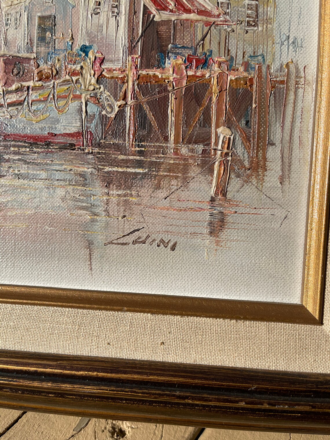 Vintage Luini Fishing Boats at Dock Oil Painting on Canvas | Etsy