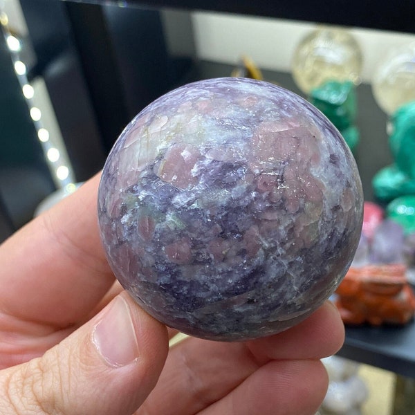 Lepidolite Tourmaline Albite Sphere