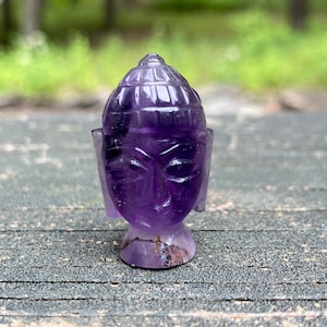 Mini Hand Carved And Polished Amethyst Buddha Head From India