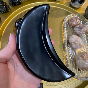 Black Obsidian Crescent Moon Bowl
