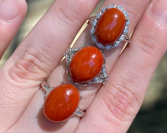 you choose / carnelian ring / sterling silver carnelian ring / 925 sterling silver ring / carnelian / carnelian adjustable ring/ silver ring