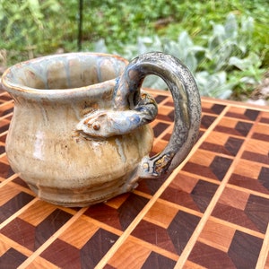 Coffee stoneware mug cup pottery whimsical fun rustic beautiful vessel one of a kind.