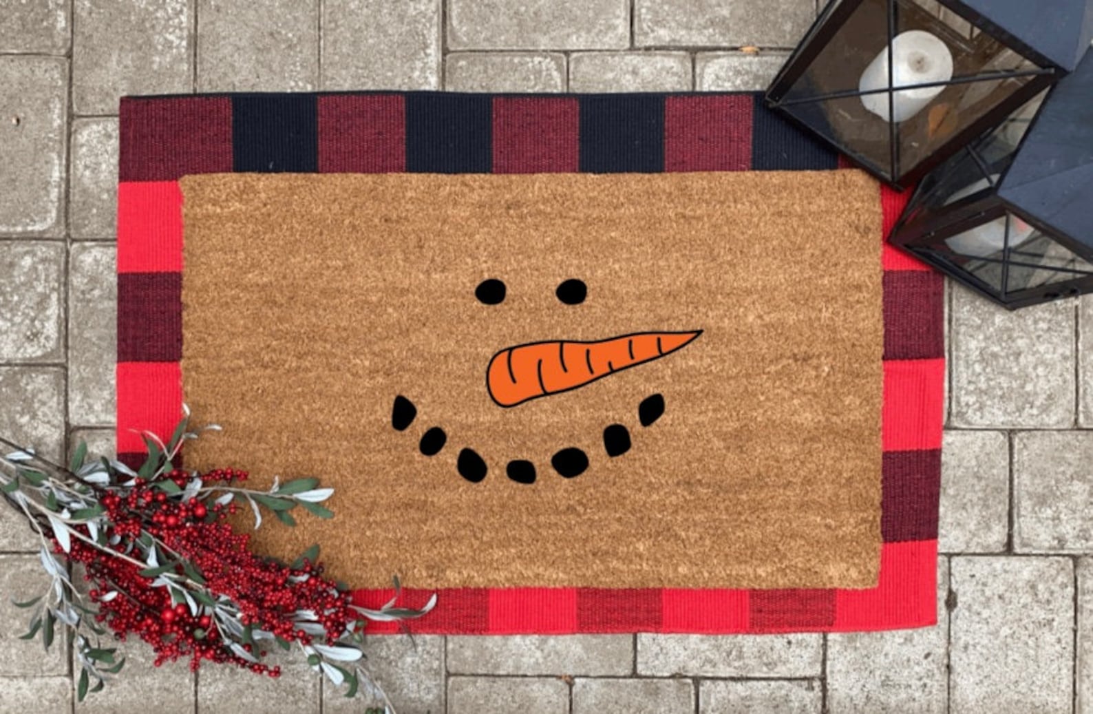Snowman Doormat Christmas Snowman Doormat Snowman Patio Etsy