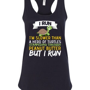 Women's Slow Turtle Sleeveless, Funny Marathon Run Tops, Cartoon Racerback Tank