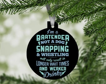 Funny Bartender Ornament / Christmas Tree Decor for Bar Lovers / Gag Gift for Mixologists and Cocktail Fans / Snapping Whistling Joke