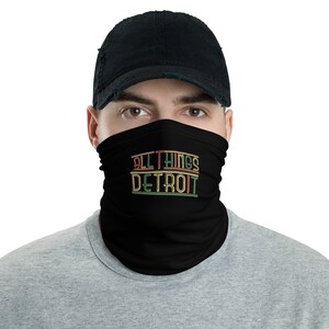 All Things Detroit Neck Gaiter / Headband Scarf / Neck Warmer / Ski Baclava / Bandana Mask / Hiking Gaiter / Gaiter Mask / Tube Scarf