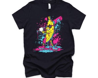 Kids Funny Baseball Shirt | Banana Ice Cream Drip Tee | Boys Baseball Gift | Cute Sports Food Youth T-Shirt S-XL