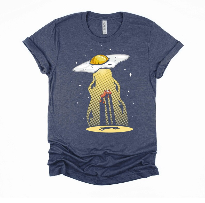 Funny Breakfast Shirt / Food Pun Shirts / UFO Abduction T Shirt / Foodie Gifts Unisex T-Shirt S-4X Heather Navy