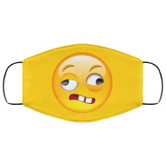 Weird Creepy Emoji Face Mask Adult Kids Mask Yellow Smiley Etsy