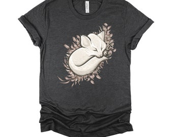 Sleeping Fox Shirt / Cute Fox Shirt / Gift For Fox Lover / Wildlife Shirt / Forestcore Shirt / Floral Fox Shirt