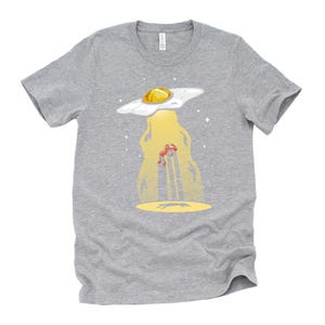 Funny Breakfast Shirt / Food Pun Shirts / UFO Abduction T Shirt / Foodie Gifts Unisex T-Shirt S-4X Athletic Heather