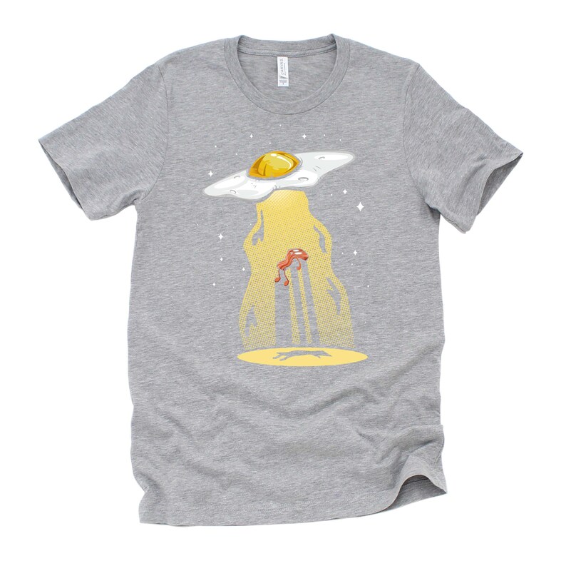 Funny Breakfast Shirt / Food Pun Shirts / UFO Abduction T Shirt / Foodie Gifts Unisex T-Shirt S-4X Athletic Heather